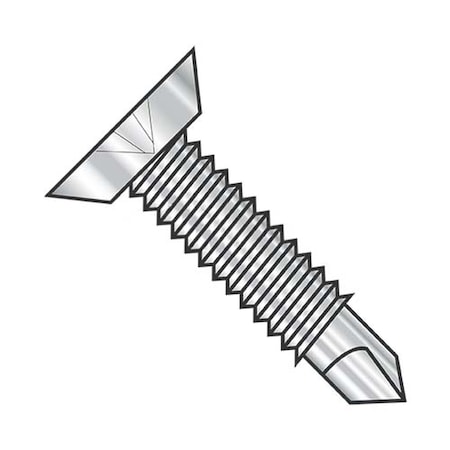 Usa Industrials Self-Drilling Screw, #12-24 x 1 in, Plain 18-8 Stainless Steel Flat Head Phillips Drive BULK-SCRW-12604